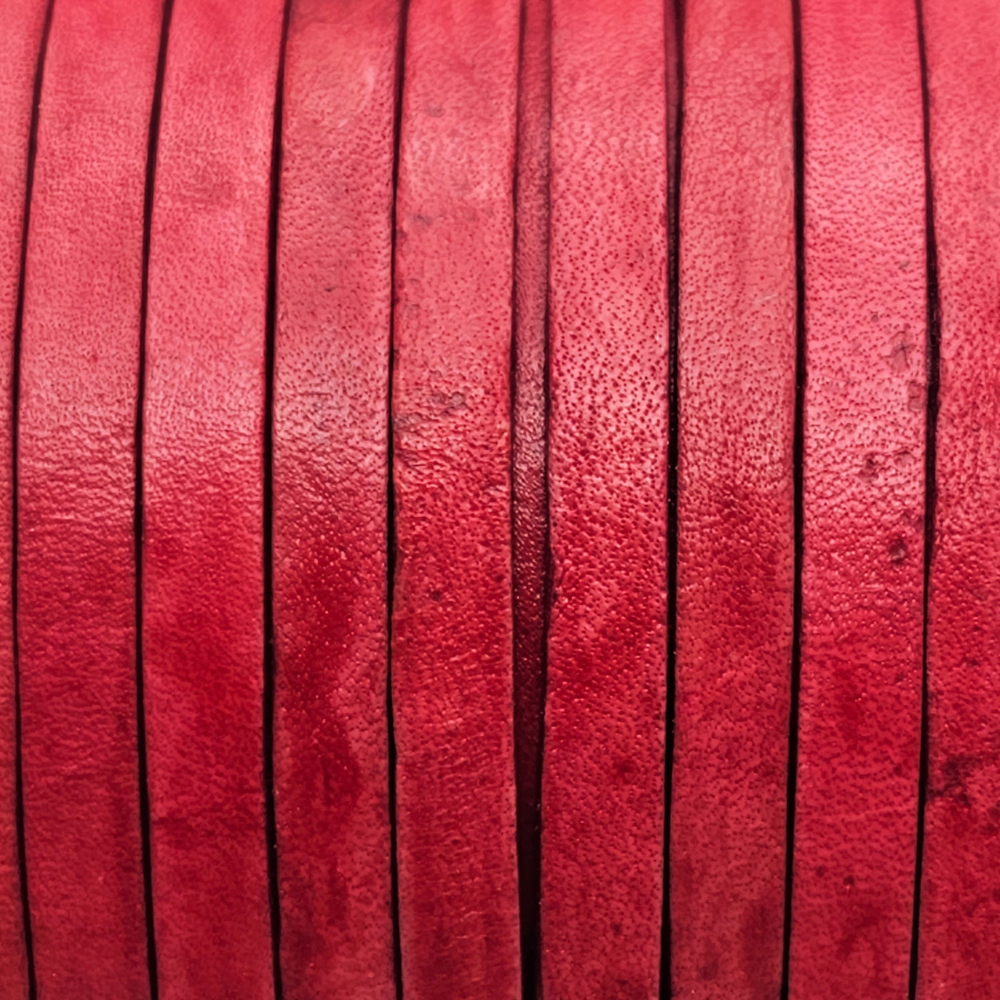 esnado Lederband Flach 4 x 1 mm - Antik Rot - echtes Leder