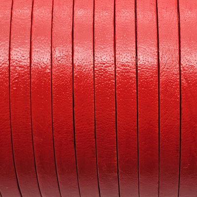 esnado Lederband flach - Breite 5 mm - Orangerot