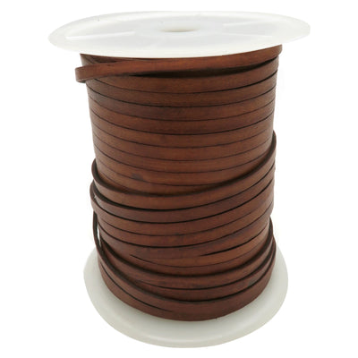 esnado Lederband flach - Breite 5 mm - Antik Braun