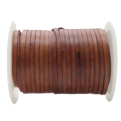 esnado Lederband flach - Breite 5 mm - Antik Braun