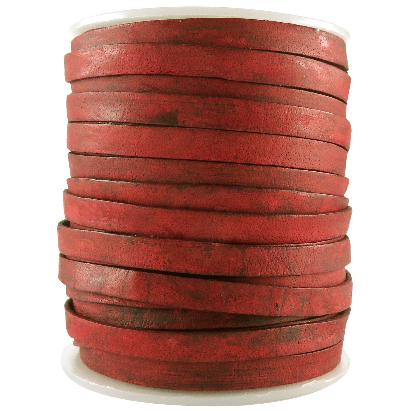 esnado Lederband Flach 6 mm - Antik Rot