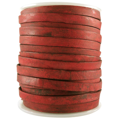 esnado Lederband Flach 6 mm - Antik Rot