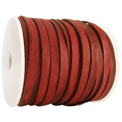 esnado Lederband Flach 6 mm - Antik Rot