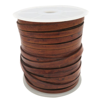 esnado Lederband flach, 7 mm x 1,5 mm - Antik Hellbraun