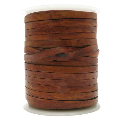 esnado Lederband flach, 7 mm x 1,5 mm - Antik Hellbraun