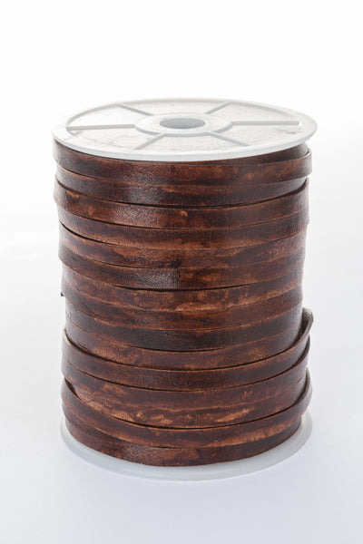 esnado Lederband flach, 7 mm x 1,5 mm - Antik Braun