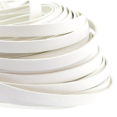 esnado Lederband flach, 10 mm x 2 mm  - Weiß