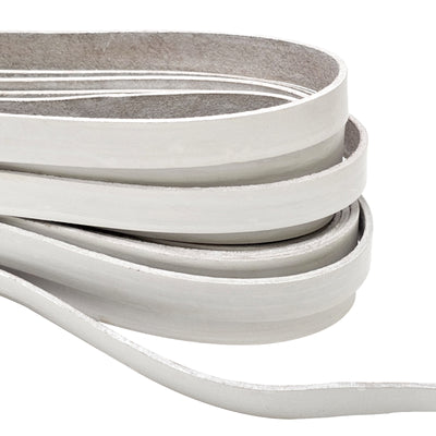 esnado Lederband Flach 15 mm x 2,5 mm - Weiß