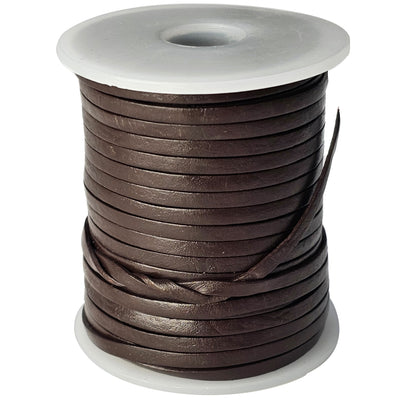 esnado Lederband Flach 3 x 1 mm - Braun - echtes Leder