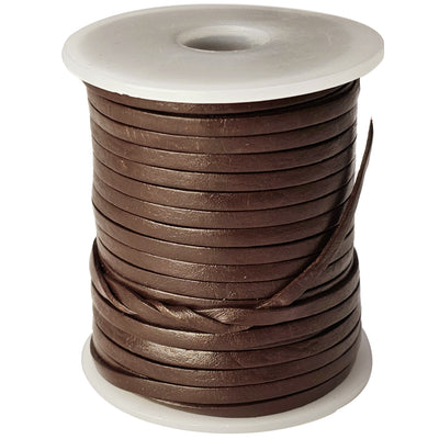 esnado Lederband Flach 3 x 1 mm - Schokobraun - echtes Leder