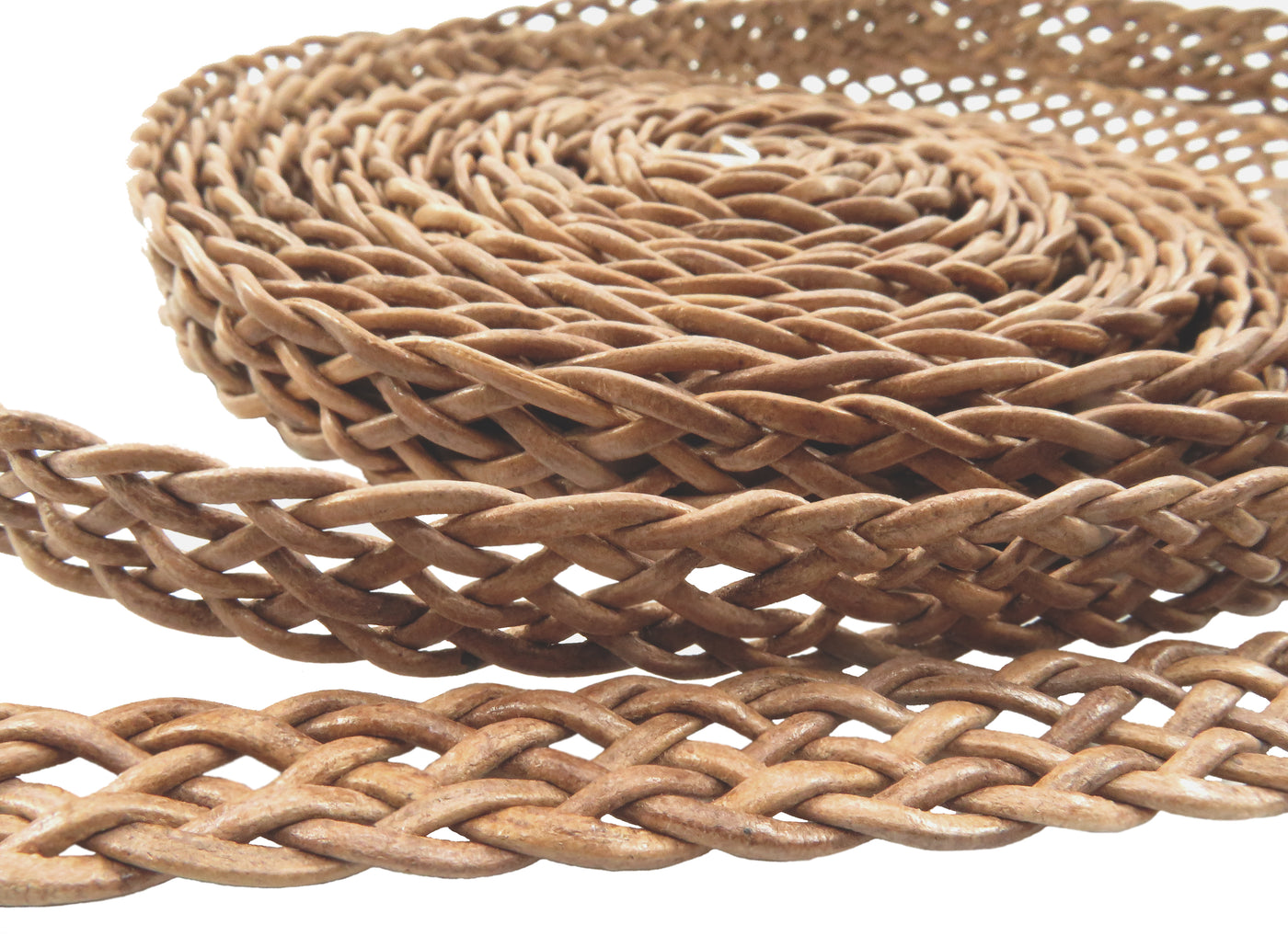 esnado Lederband flach, locker geflochten, 15 mm - Hellbraun