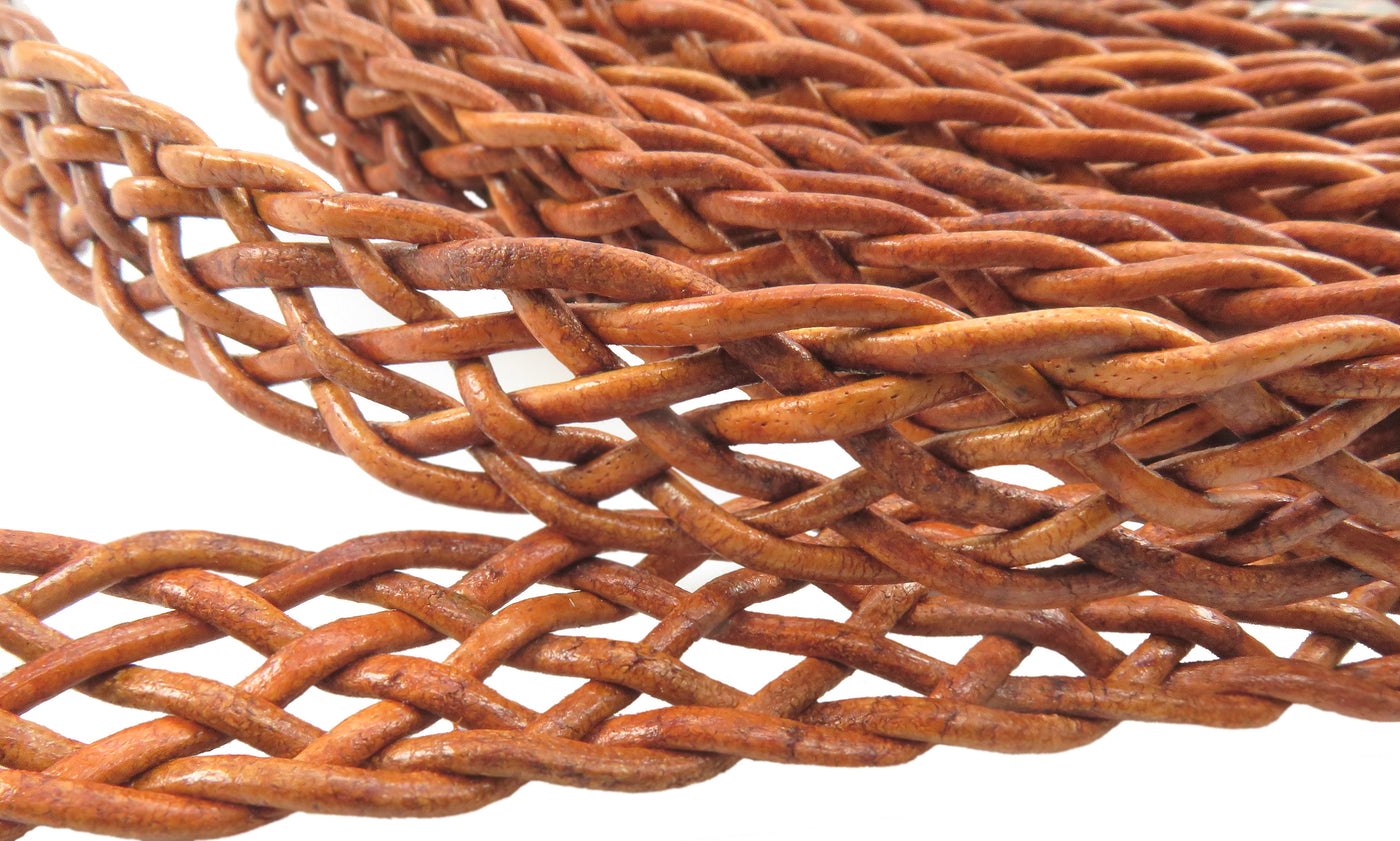 esnado Lederband flach, locker geflochten, 15 mm - Orange