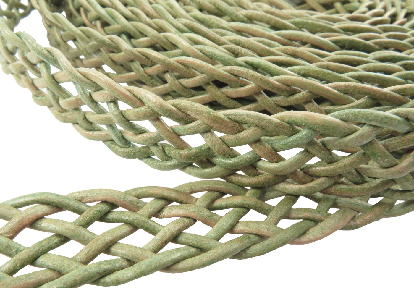 esnado Lederband flach, locker geflochten, 15 mm - Grün