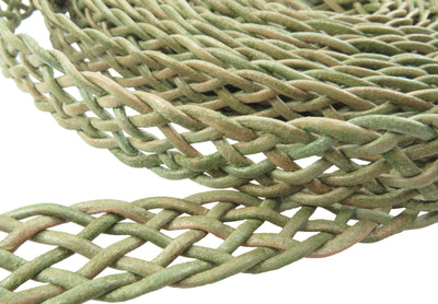 esnado Lederband flach, locker geflochten, 15 mm - Grün