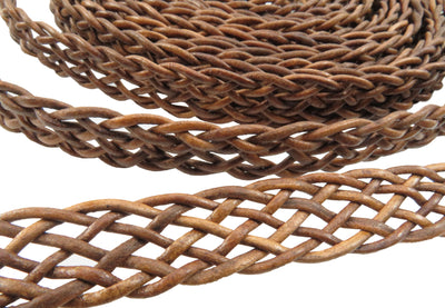 esnado Lederband flach, locker geflochten, 15 mm - Antik Hellbraun