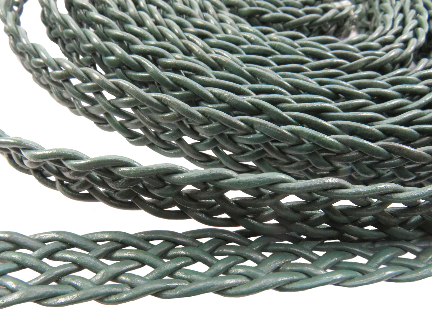 esnado Lederband flach, locker geflochten, 15 mm - Olive