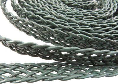 esnado Lederband flach, locker geflochten, 15 mm - Olive