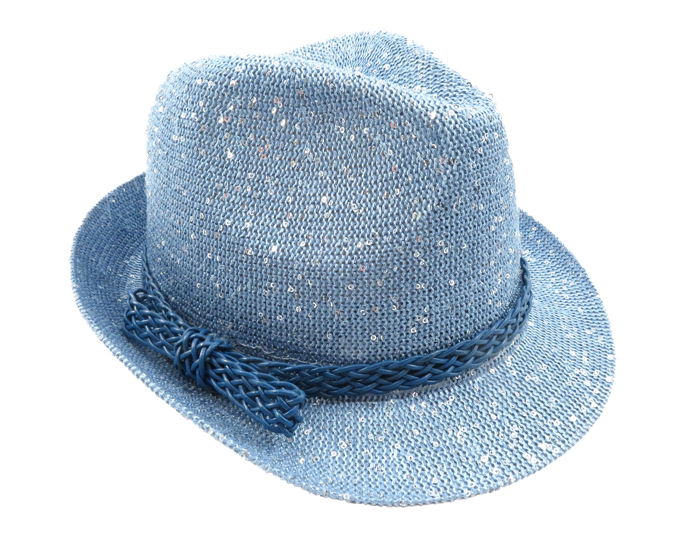 esnado Lederband flach, locker geflochten, 15 mm - Blau