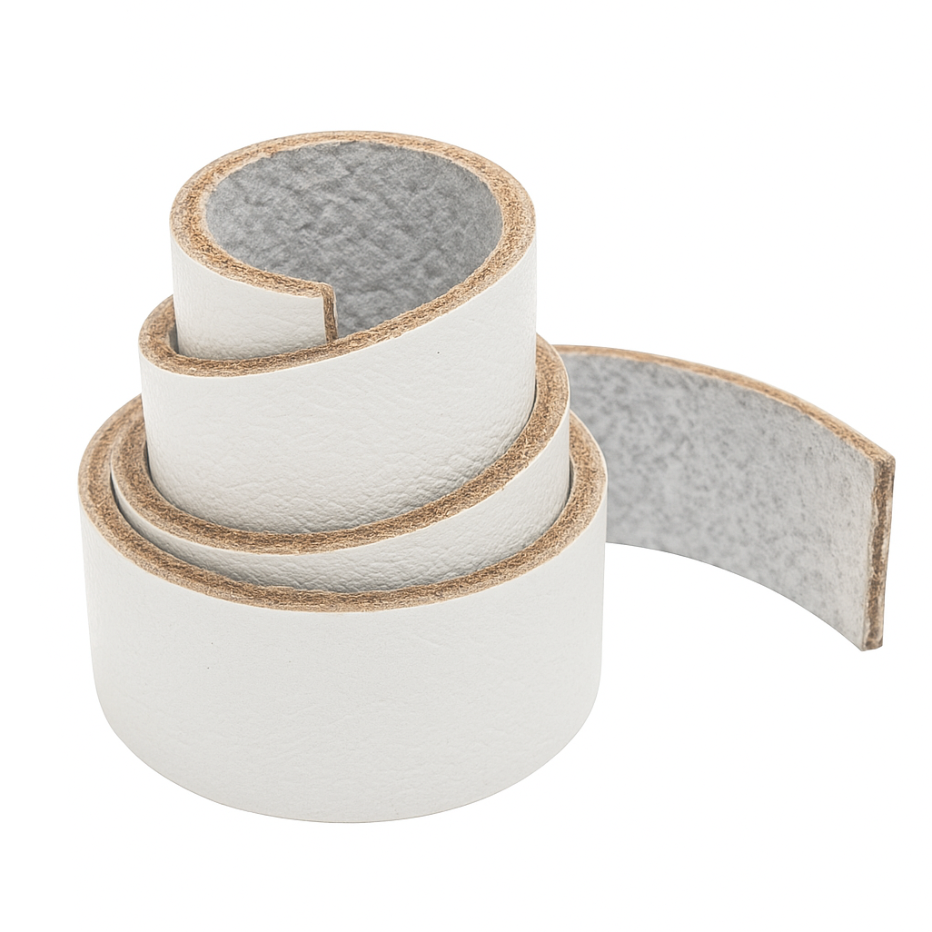 Lederriemen – Flaches Lederband aus Rindsleder | Weiß | 1 Meter, 3 mm dick