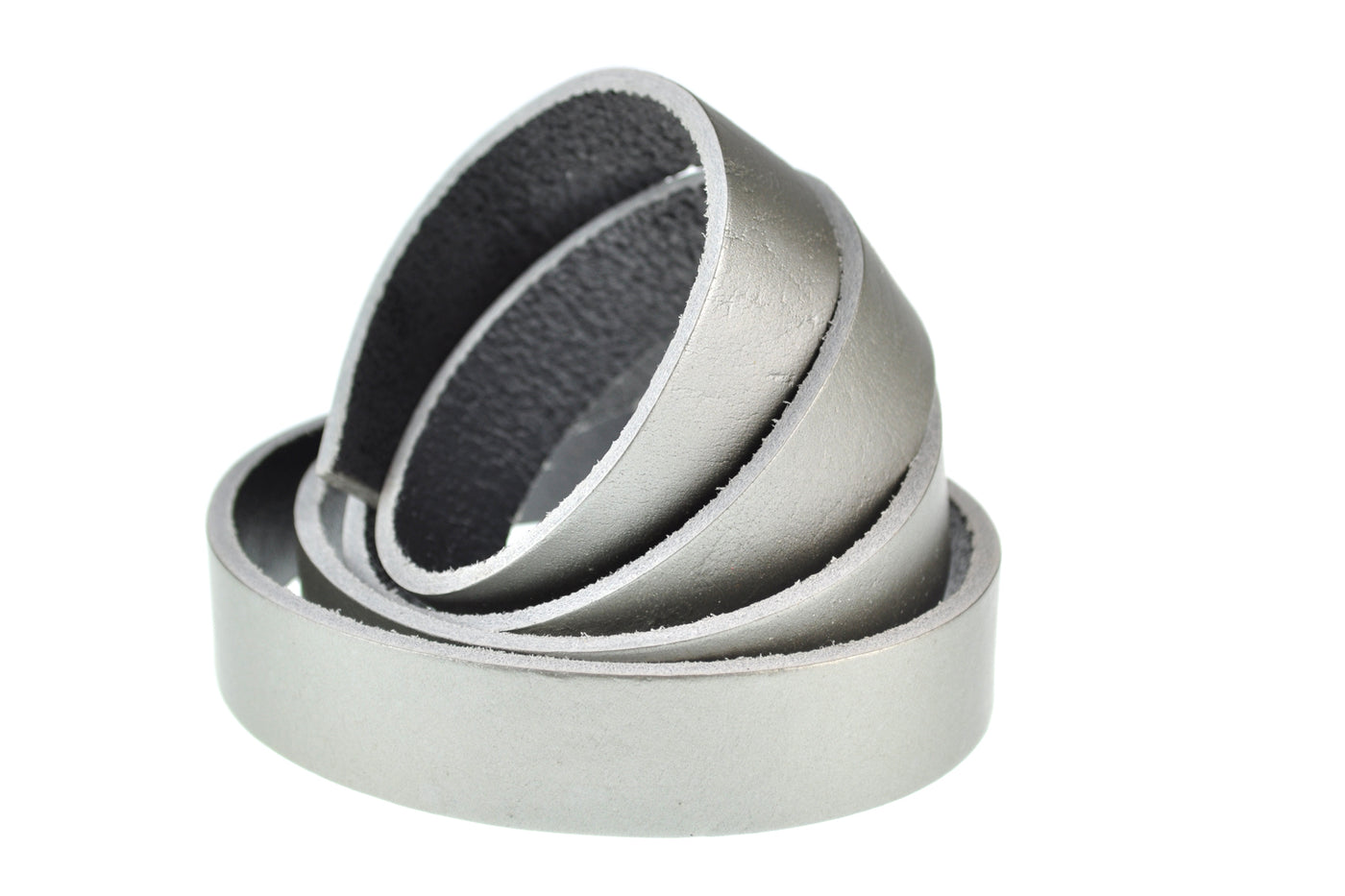 esnado flaches Lederband | Silber | 1 Meter