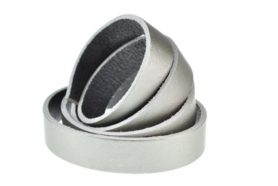 esnado flaches Lederband | Silber | 1 Meter