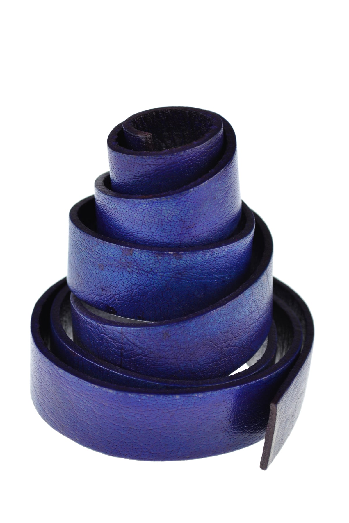 esnado flaches Lederband | Antik Blau | 1 Meter
