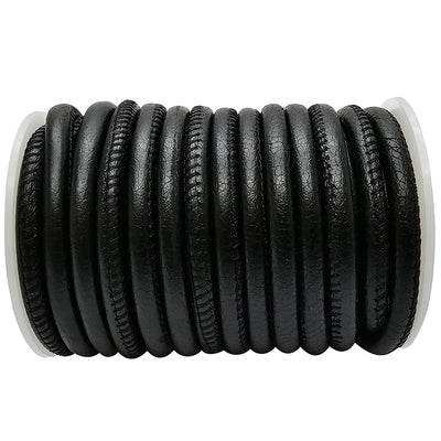 esnado Lederband gesäumt, Ø 6 mm- Schwarz