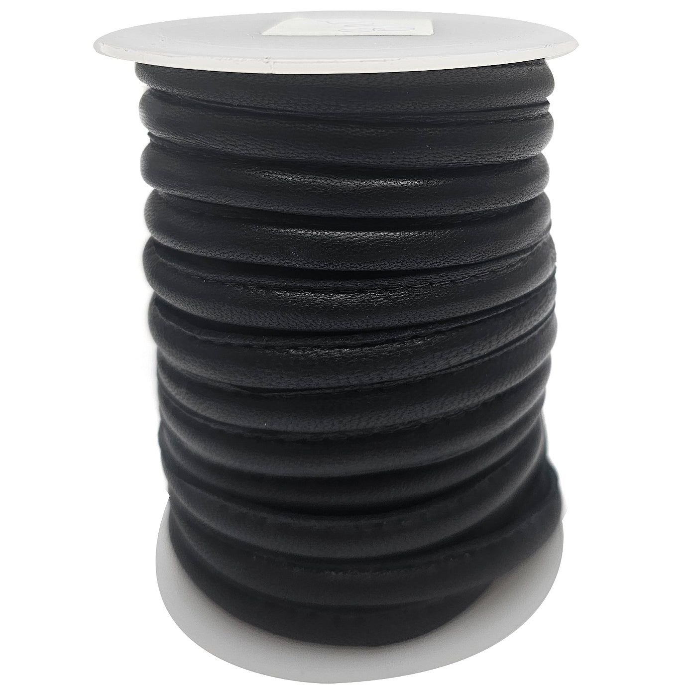 Lederschnur - seitlich gesäumt | Dicke: 6 mm - Schwarz