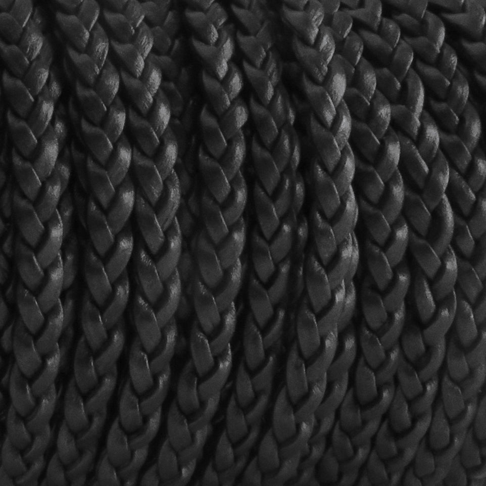 esnado Lederband flach geflochten, 5 mm x 2 mm - Schwarz