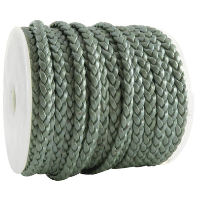 esnado Lederband flach geflochten, 5 mm x 2 mm - Türkis Metallic