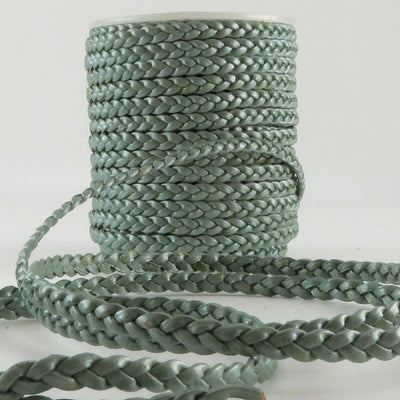 esnado Lederband flach geflochten, 5 mm x 2 mm - Türkis Metallic