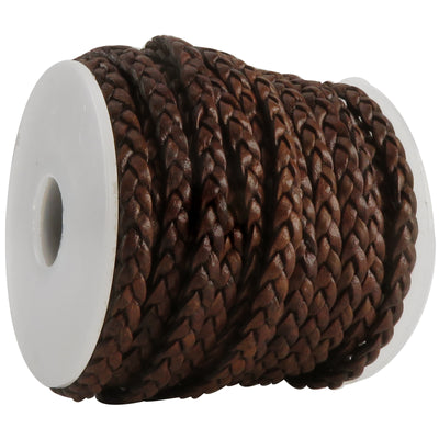 esnado Lederband flach geflochten, 5 mm x 2 mm - Antik Braun