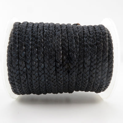 esnado Lederband flach geflochten, 5 mm x 2 mm - Navy