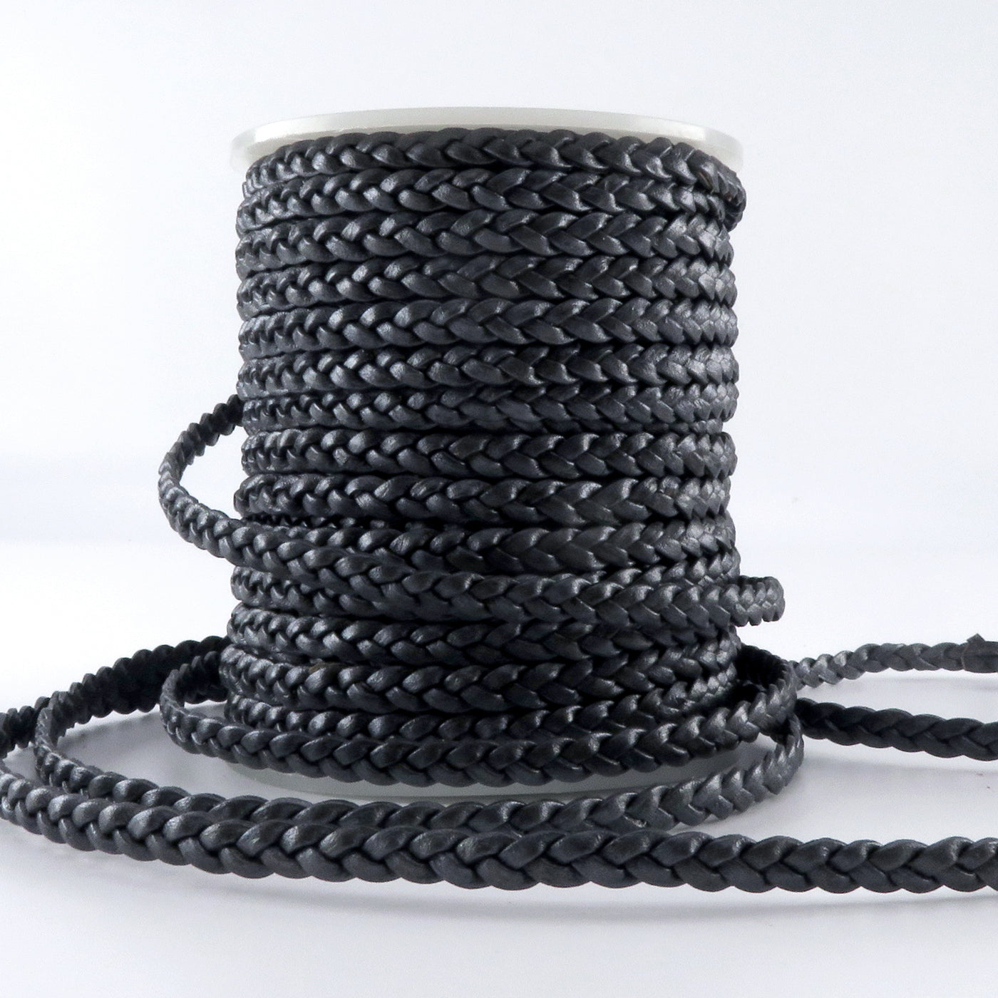 esnado Lederband flach geflochten, 5 mm x 2 mm - Navy