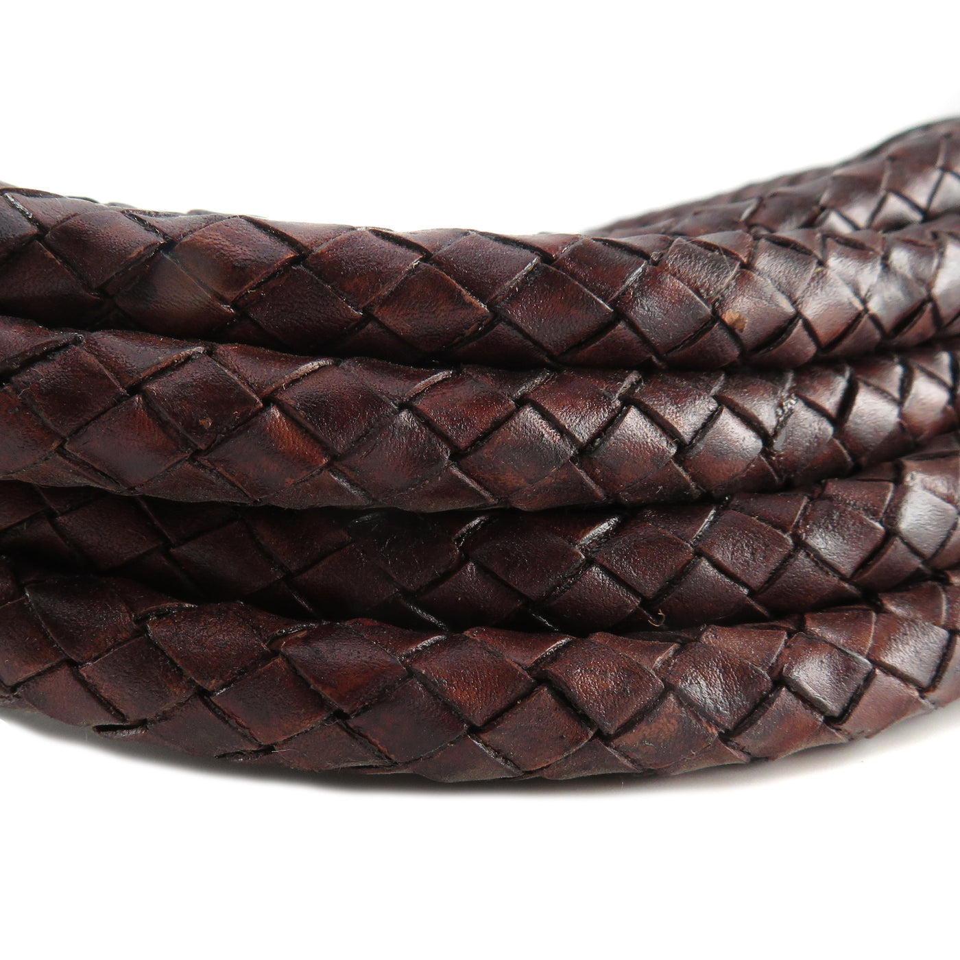 esnado Lederband geflochten, Ø 10 mm - Antik Braun
