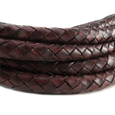 esnado Lederband geflochten, Ø 10 mm - Antik Braun