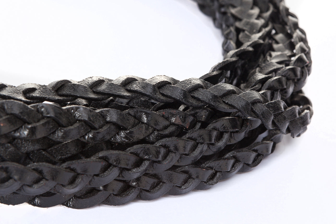 esnado Lederband flach geflochten, 12 mm - Schwarz