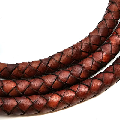 esnado Geflochtene Lederschnur 20 mm —  Antik Braun - Boloband