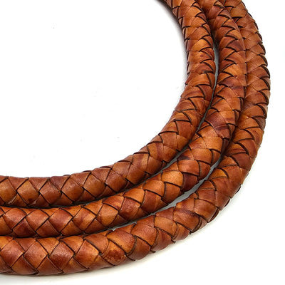 esnado Geflochtene Lederschnur 20 mm —  Antik Hellbraun - Boloband