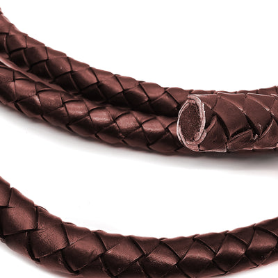 esnado Geflochtene Lederschnur 20 mm - Weinrot - Boloband