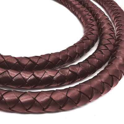 esnado Geflochtene Lederschnur 20 mm - Weinrot - Boloband