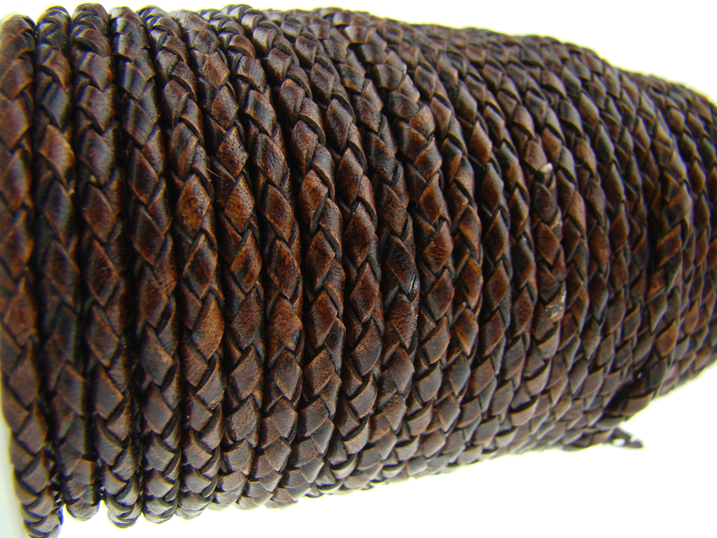 esnado Lederband geflochten, Ø 3 mm - Antik Braun