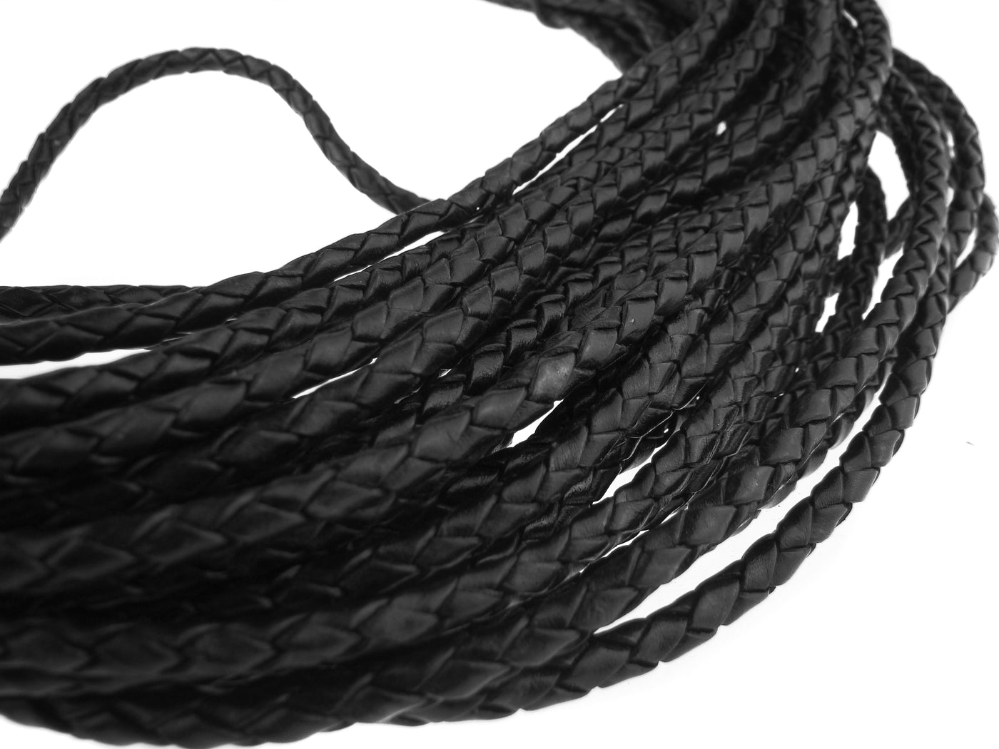 esnado Lederband geflochten, Ø 4 mm - Antik Schwarz