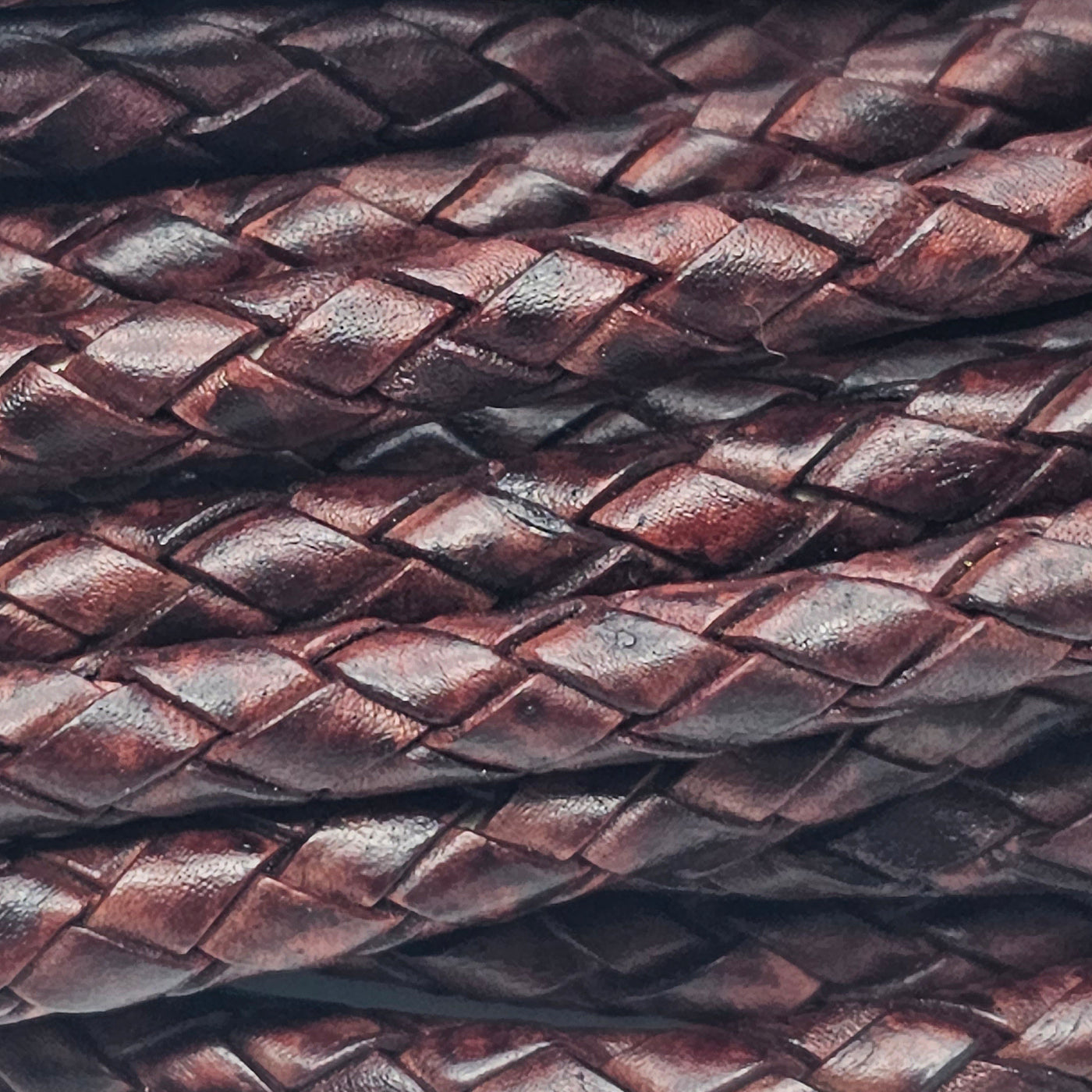 esnado Lederband geflochten, Ø 5 mm - Antik Braun