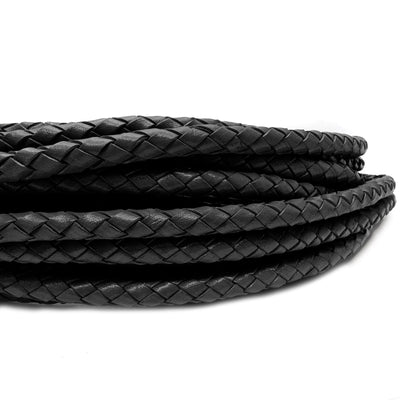 esnado Lederband geflochten, Ø 6 mm - Schwarz