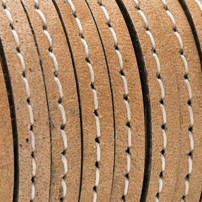 esnado Lederband flach mit Ziernaht  5 mm - Natur