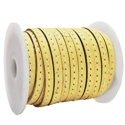 esnado Lederband flach mit Ziernaht  5 mm Hellgelb