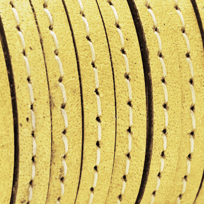 esnado Lederband flach mit Ziernaht  5 mm Hellgelb