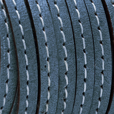 esnado Lederband flach mit Ziernaht  5 mm - Blau