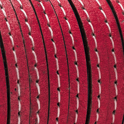 esnado Lederband flach mit Ziernaht  5 mm - Pink